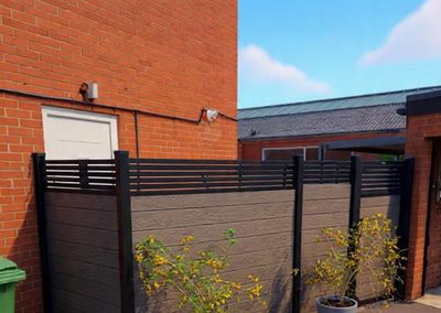 Composite fence and gate on a patio