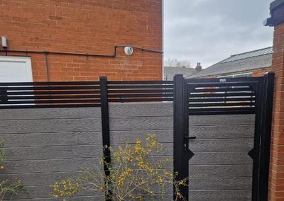 Composite fence and gate on a patio
