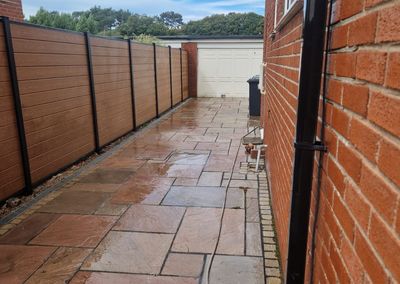 Oak effect composite fencing and gates
