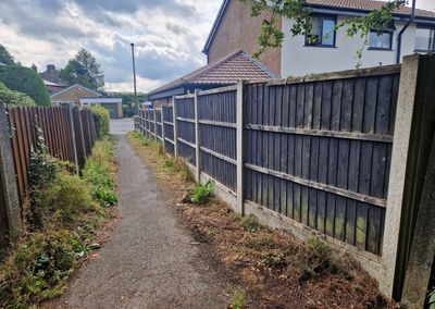 Old timber fence before composite replacement