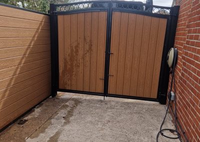 Oak effect composite driveway gates